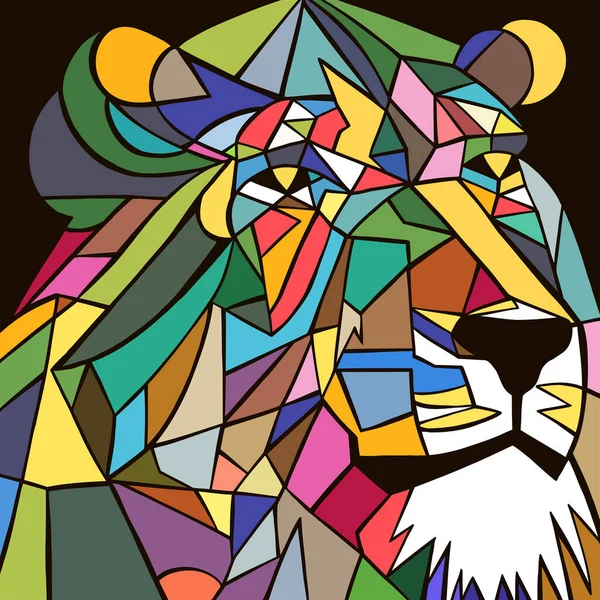Colorido Retrato León Hecho Formas Geométricas Simples — Vector de stock