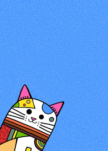 Барвистий Портрет Домашньої Кішки Складений Простих Геометричних Форм Клаптиків — стоковий вектор