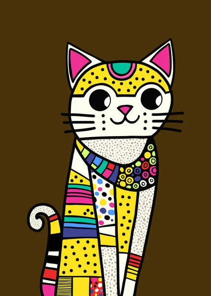 Colorido Retrato Gato Mascota Formado Por Simples Formas Geométricas Patchwork — Vector de stock