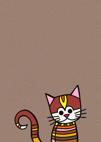 一个由简单条纹组成的可爱的小猫肖像 在复制空间中添加自己的文本 — 图库矢量图片