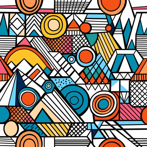 Mondrian Kandinsky Den Esinlenmiş Eğlenceli Parlak Renkli Bir Kompozisyon Dikdörtgenler — Stok Vektör
