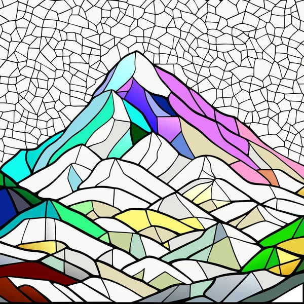 一种由几何图形马赛克形状组成的抽象的山地景观 — 图库矢量图片