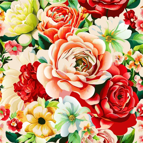 Сміливий Яскравий Дизайн Квіткової Поверхні Троянди Створений Вінтажному Векторному Стилі — стоковий вектор