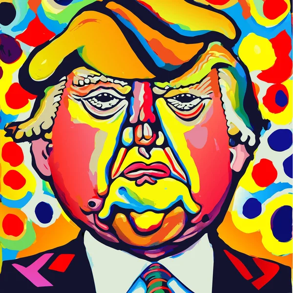 Retrato Creado Digitalmente Brillante Colorido Estilo Contemporáneo Funky Del Presidente — Vector de stock