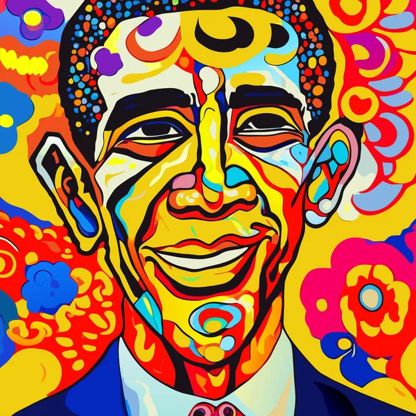 Digitálně Vytvořený Světlý Barevný Funky Současný Styl Portrétu Prezidenta Spojených — Stockový vektor