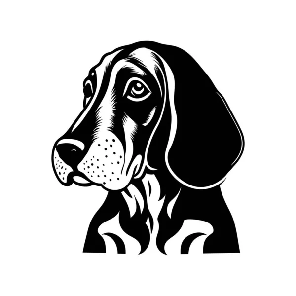Simple Black White Ink Style Portrait Bloodhound Pedigree Dog — Stock Vector