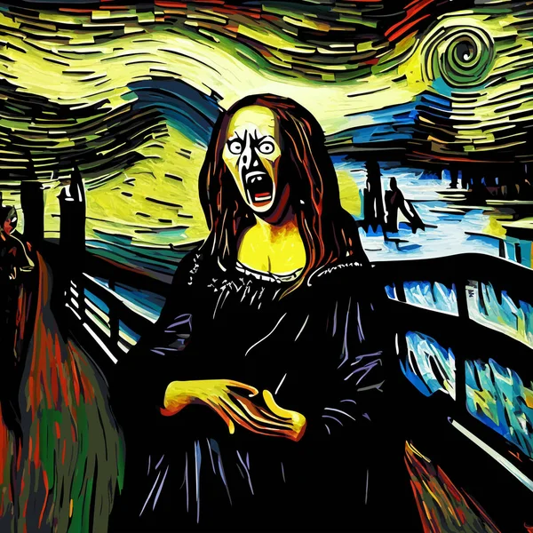 Illustration Parodie Artistique Drôle Basée Sur Scream Edvard Munch Mais — Image vectorielle
