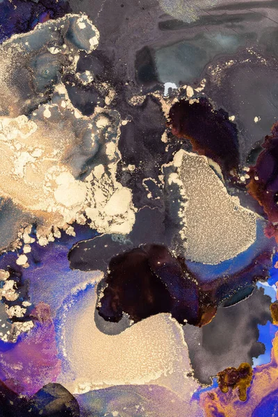 Luxury abstract fluid art painting background alcohol ink and gold technique