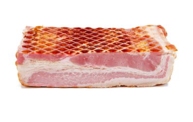Steamed bacon in a piece isolated on a white background