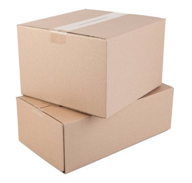 Karton kutu beyaz arka plan üzerinde izole. Kırpma yolu dahil.