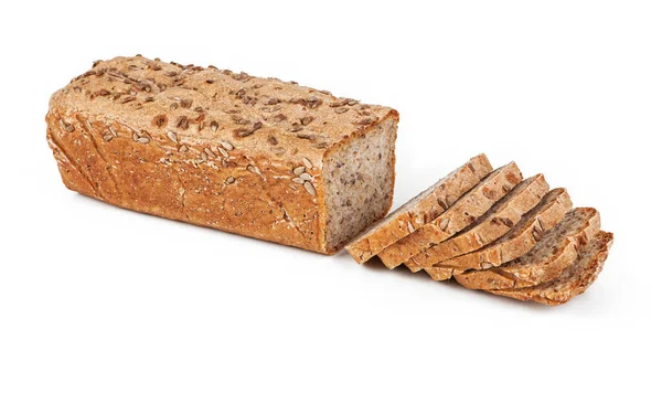 Vollkornbrot Isoliert Auf Weißem Hintergrund Schneidpfad Inklusive — Stockfoto