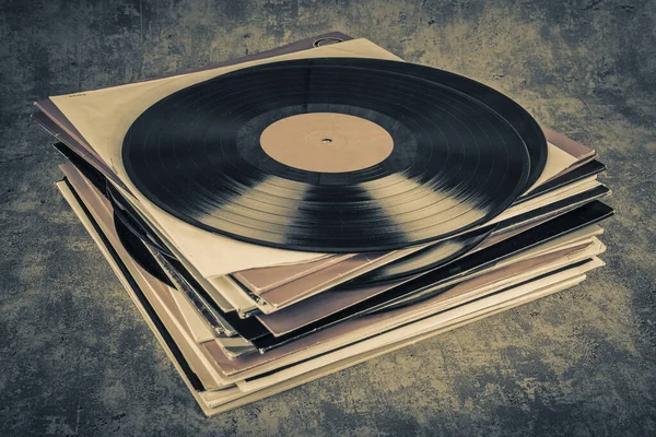 Vintage Płyta Winylowa Grunge Tle Retro Stonowane — Zdjęcie stockowe