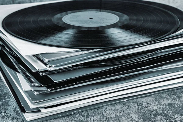Vinyl Schallplatte Auf Grunge Hintergrund Retro Getönt Stockfoto