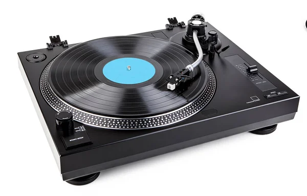Turntable Hraje Vinylovou Desku Zblízka Retro Audio Zařízení Royalty Free Stock Obrázky