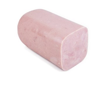 Beyaz arka planda izole edilmiş domuz jambonu..