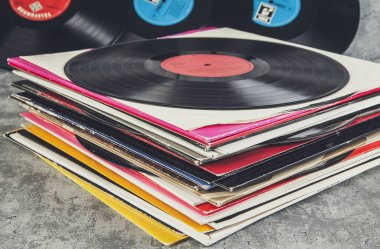Masada vinil plak var. Retro biçimi tonlanmış resim
