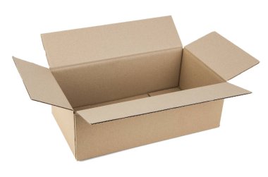 Beyaz arkaplanda karton kutu izole. 