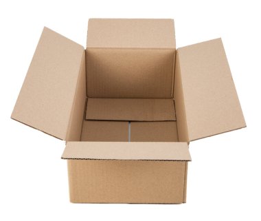 Beyaz arkaplanda karton kutu izole. 