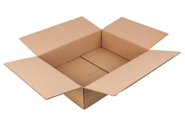 Beyaz arkaplanda karton kutu izole. 