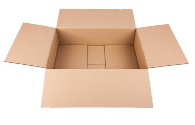 Beyaz arkaplanda karton kutu izole. 