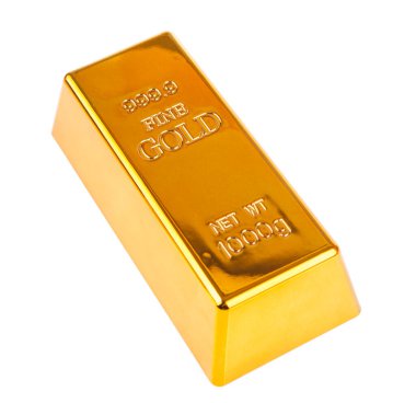 Beyaz arkaplanda izole edilmiş kilogram altın külçeleri.