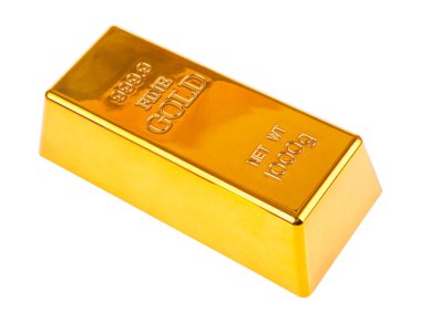 Beyaz arkaplanda izole edilmiş kilogram altın külçeleri.