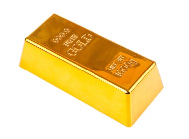 Beyaz arka plan üzerinde izole külçe altın. 