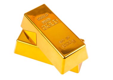 Beyaz arka plan üzerinde izole külçe altın. 