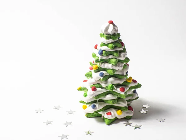 Galleta Verde Árbol Navidad Hecho Por Galletas Sobre Fondo Blanco —  Fotos de Stock
