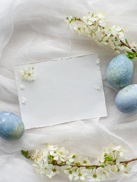 Modrá Namalovaná Velikonoční Vajíčka Barevné Velikonoční Vajíčka Mramorovým Kamenem Efekt — Stock fotografie