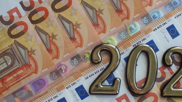 Set European Union Money Face Value Euros Background Fifty Euros — Stock video