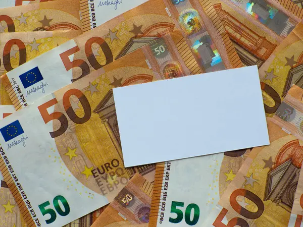 Набір Грошей Європейського Союзу Номіналом Євро Фон Ятдесяти Євро Банкноти — стокове фото