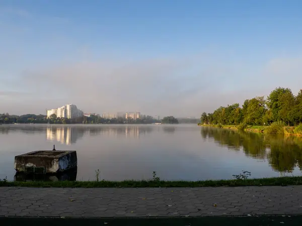 Ivano Frankivsk Lake Morning Fog Water Lake Evaporates Influence Morning — Stock Photo, Image