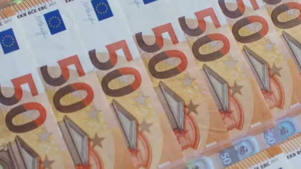 Set European Union Money Face Value Euros Background Fifty Euros — Vídeos de Stock