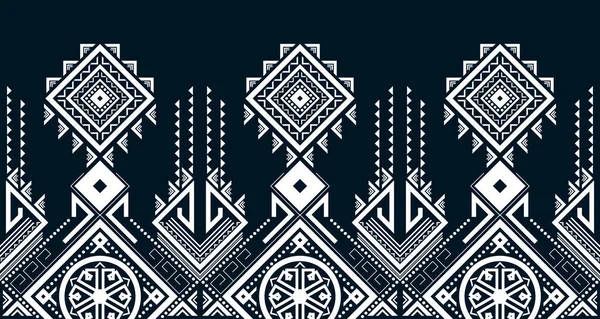 Abstract Ethnic Pattern Seamless Design Line White Aztec Geometric Background — ストックベクタ