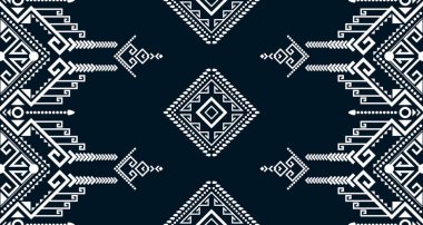 Siyah ve beyaz renklerde Geometrik Kusursuz Etnik Desen. Arka plan için tasarım. Aztek Deseni resmetme şablon ögesi EP.90.arkaplan rengi değiştirilebilir 