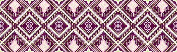 幾何学的民族模様ピクセルパターン 伝統的なデザイン 国境のアステカの飾り セラミックEp 25のための民俗装飾 見世物 ファブリック バティック ニットウェア 伝統的なデザイン — ストックベクタ