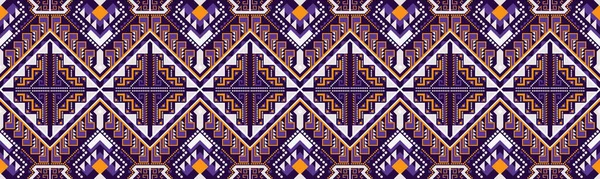 Padrões Étnicos Geométricos Padrão Pixel Design Tradicional Ornamento Asteca Fronteira —  Vetores de Stock