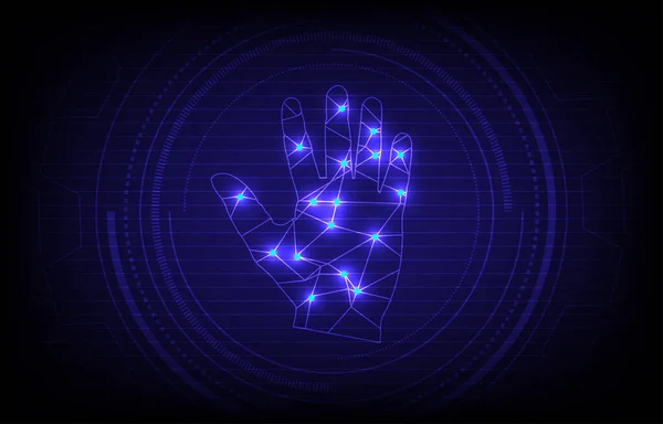 Mãos Holograma Tecnologia Círculo Fundo Tecnologia Design Abstract Fundo Geométrico — Vetor de Stock