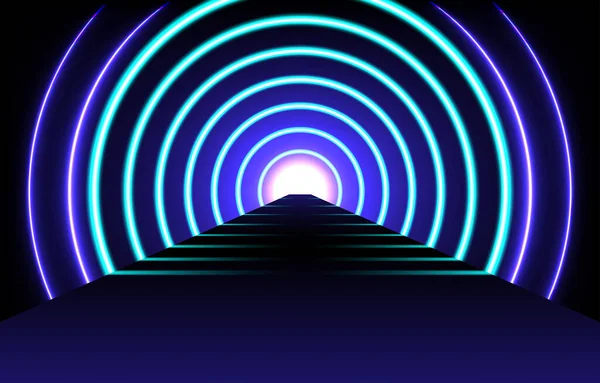 Licht Cirkel Gang Patroon Tunnel Cyberspace Technologie Futuristische Digitale Verbinding — Stockvector