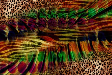 Renkli desenler fraktal. Psikedelik fraktal, fırça darbelerinin dokusu. Tekstil desenleri için renkli boyalar. Soyut arkaplan renkleri kaotik fırça darbeleri.