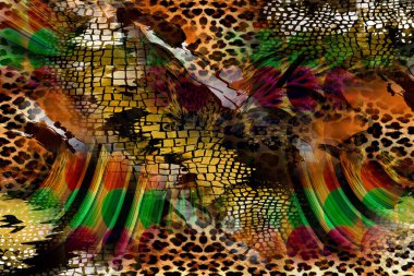 Renkli desenler fraktal. Psikedelik fraktal, fırça darbelerinin dokusu. Tekstil desenleri için renkli boyalar. Soyut arkaplan renkleri kaotik fırça darbeleri.