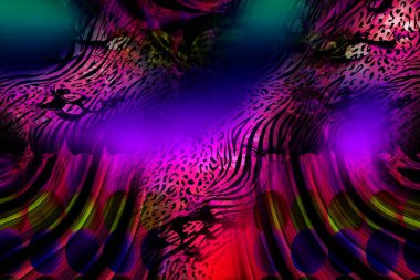 Renkli desenler fraktal. Psikedelik fraktal, fırça darbelerinin dokusu. Tekstil desenleri için renkli boyalar. Soyut arkaplan renkleri kaotik fırça darbeleri.