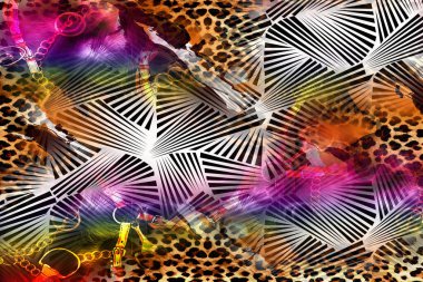 Renkli desenler fraktal. Psikedelik fraktal, fırça darbelerinin dokusu. Tekstil desenleri için renkli boyalar. Soyut arkaplan renkleri kaotik fırça darbeleri.