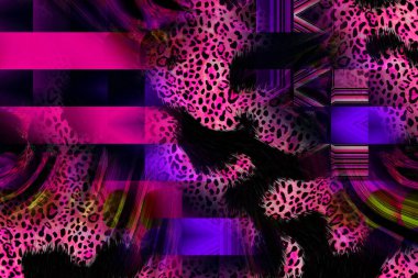 Renkli desenler fraktal. Psikedelik fraktal, fırça darbelerinin dokusu. Tekstil desenleri için renkli boyalar. Soyut arkaplan renkleri kaotik fırça darbeleri.