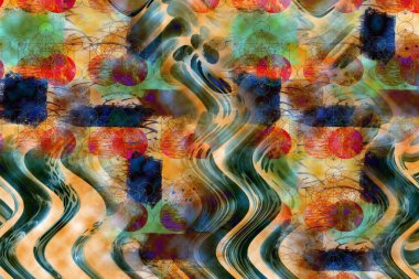 Renkli desenler fraktal. Psikedelik fraktal, fırça darbelerinin dokusu. Tekstil desenleri için renkli boyalar. Soyut arkaplan renkleri kaotik fırça darbeleri.