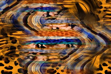 Renkli desenler fraktal. Psikedelik fraktal, fırça darbelerinin dokusu. Tekstil desenleri için renkli boyalar. Soyut arkaplan renkleri kaotik fırça darbeleri.