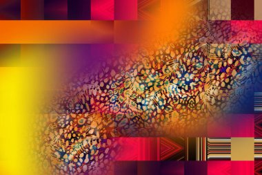 Renkli desenler fraktal. Psikedelik fraktal, fırça darbelerinin dokusu. Tekstil desenleri için renkli boyalar. Soyut arkaplan renkleri kaotik fırça darbeleri.