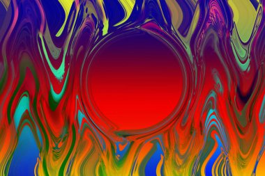 Renkli desenler fraktal. Psikedelik fraktal, fırça darbelerinin dokusu. Tekstil desenleri için renkli boyalar. Soyut arkaplan renkleri kaotik fırça darbeleri.