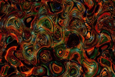 Renkli desenler fraktal. Psikedelik fraktal, fırça darbelerinin dokusu. Tekstil desenleri için renkli boyalar. Soyut arkaplan renkleri kaotik fırça darbeleri.